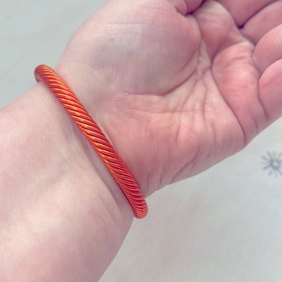 Orange 🍊 Twisted Cable Bangle Cuff Bracelet Fancy - Picture 7 of 7